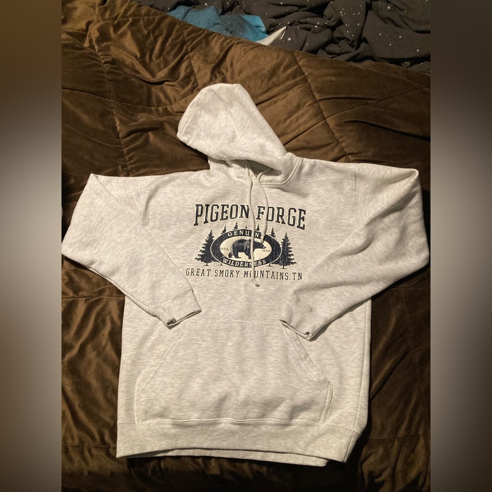 Gray Pigeon Forge Hoodie, size XL, please see photos for measurements